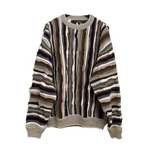 Vintage Protegé Collection Neutral Beige Multicolor 3D Sweater Size XL.